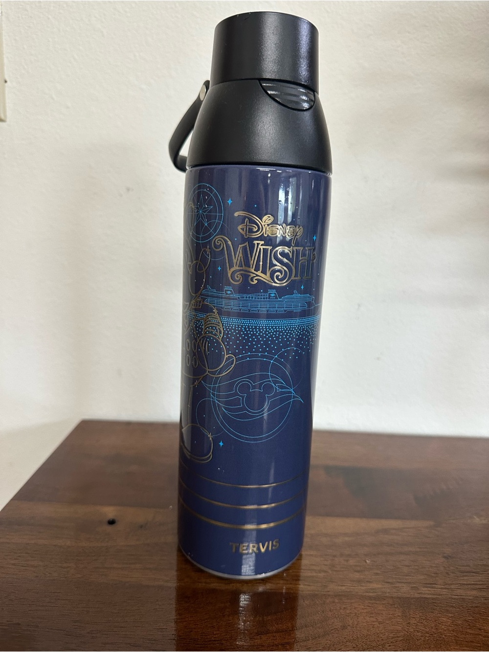 tervis Disney Wish Stainless Bottle - Navy Blue & Gold